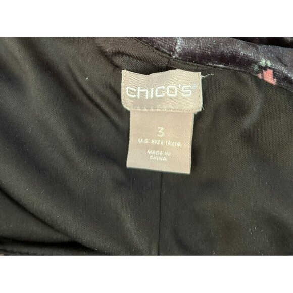 Chicos Womens Black Floral Whimsigoth Velvet Shift Dress Size 3 Bell Sleeve Boho - Picture 5 of 6